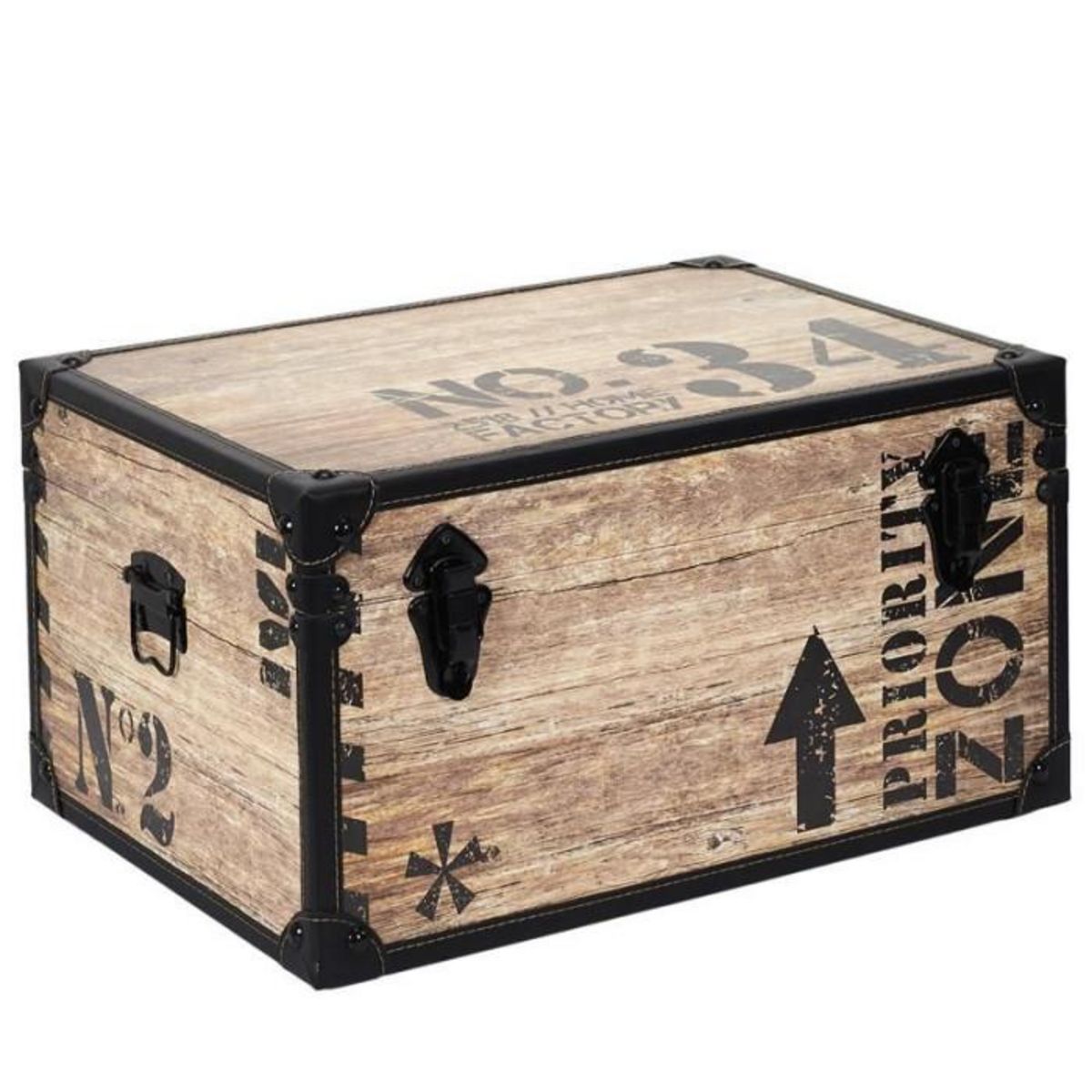 Paris Prix Lot de 3 Malles Déco  Indus  56cm Marron & Noir