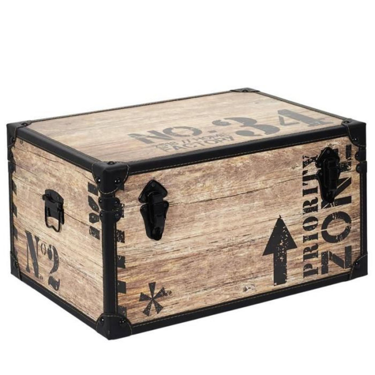 Paris Prix Lot de 3 Malles Déco  Indus  56cm Marron & Noir