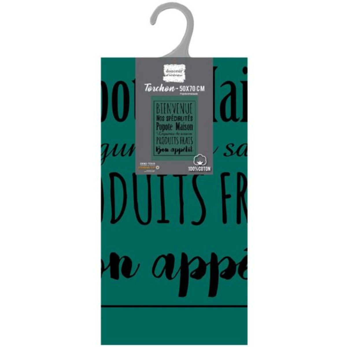 Paris Prix Torchon de Cuisine Imprimé  Popote  50x70cm Émeraude