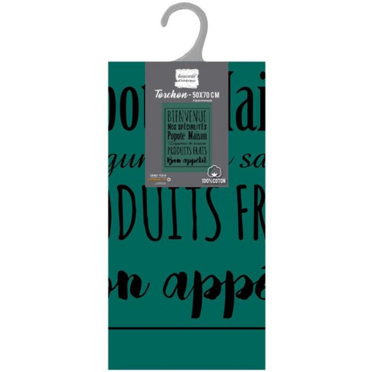 Paris Prix Torchon de Cuisine Imprimé  Popote  50x70cm Émeraude