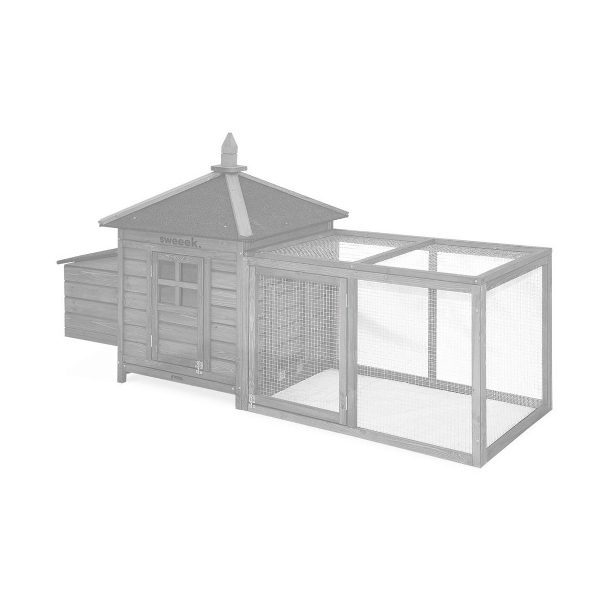 SWEEEK Poulailler en bois JAVA. 4 poules. cage à poule avec enclos