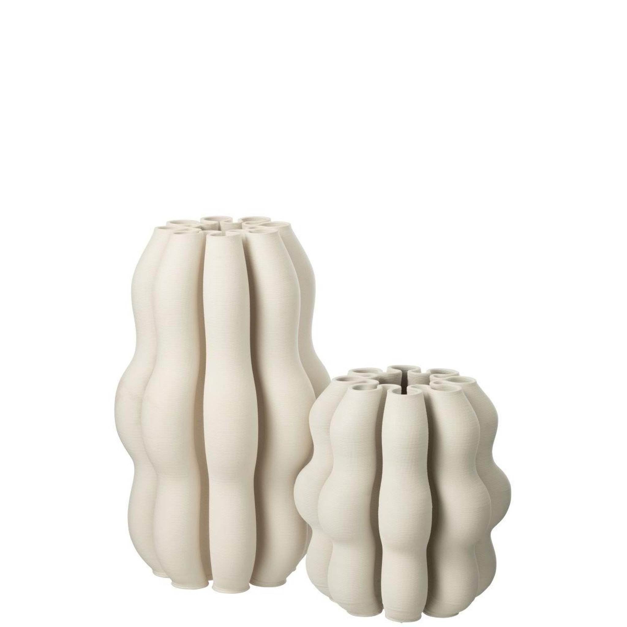 Voir la diapositive 2 : J-LINE Vase design en céramique  naos  40cm beige