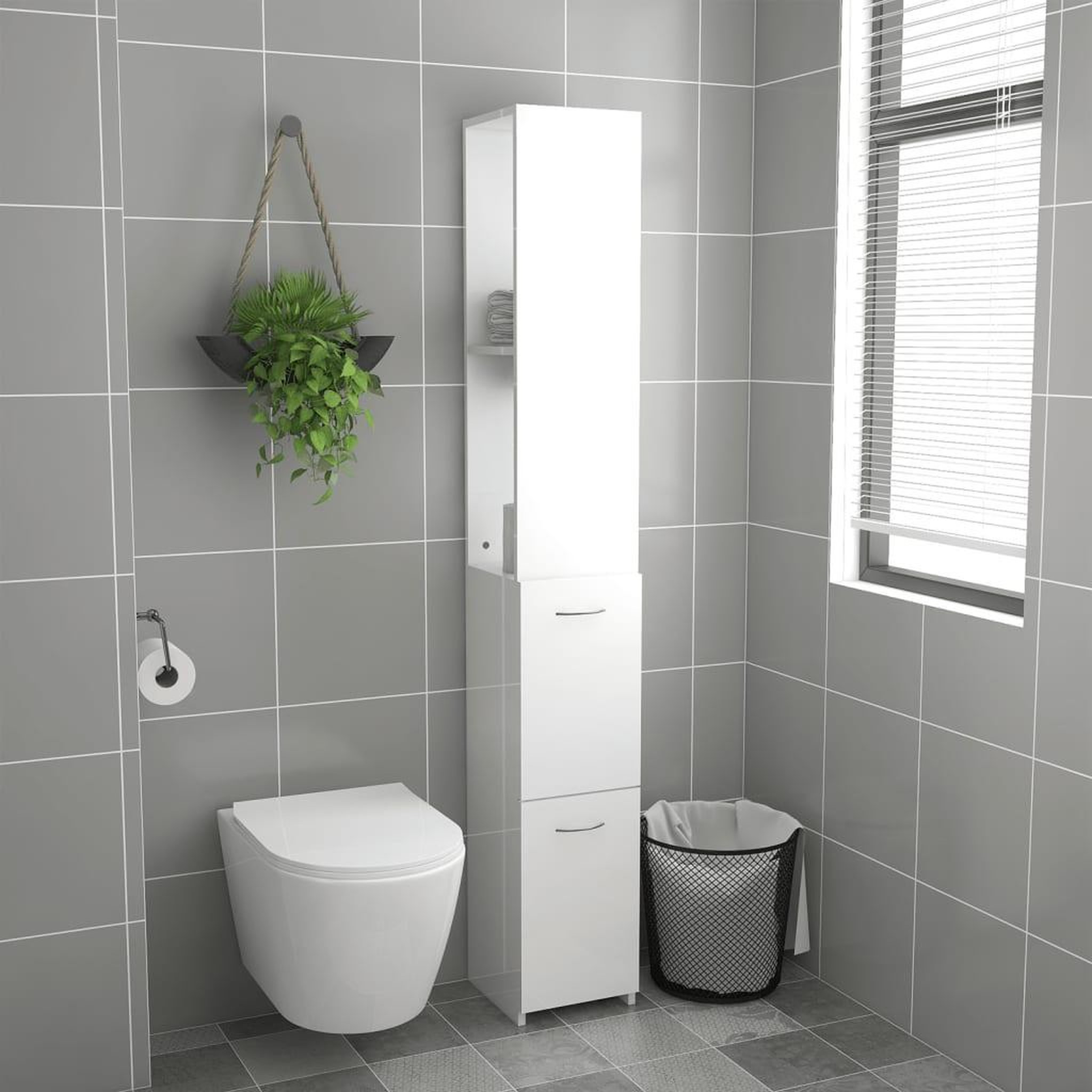 Voir la diapositive 3 : VIDAXL Armoire de bain blanc brillant 25x26,5x170 cm bois d'ingenierie