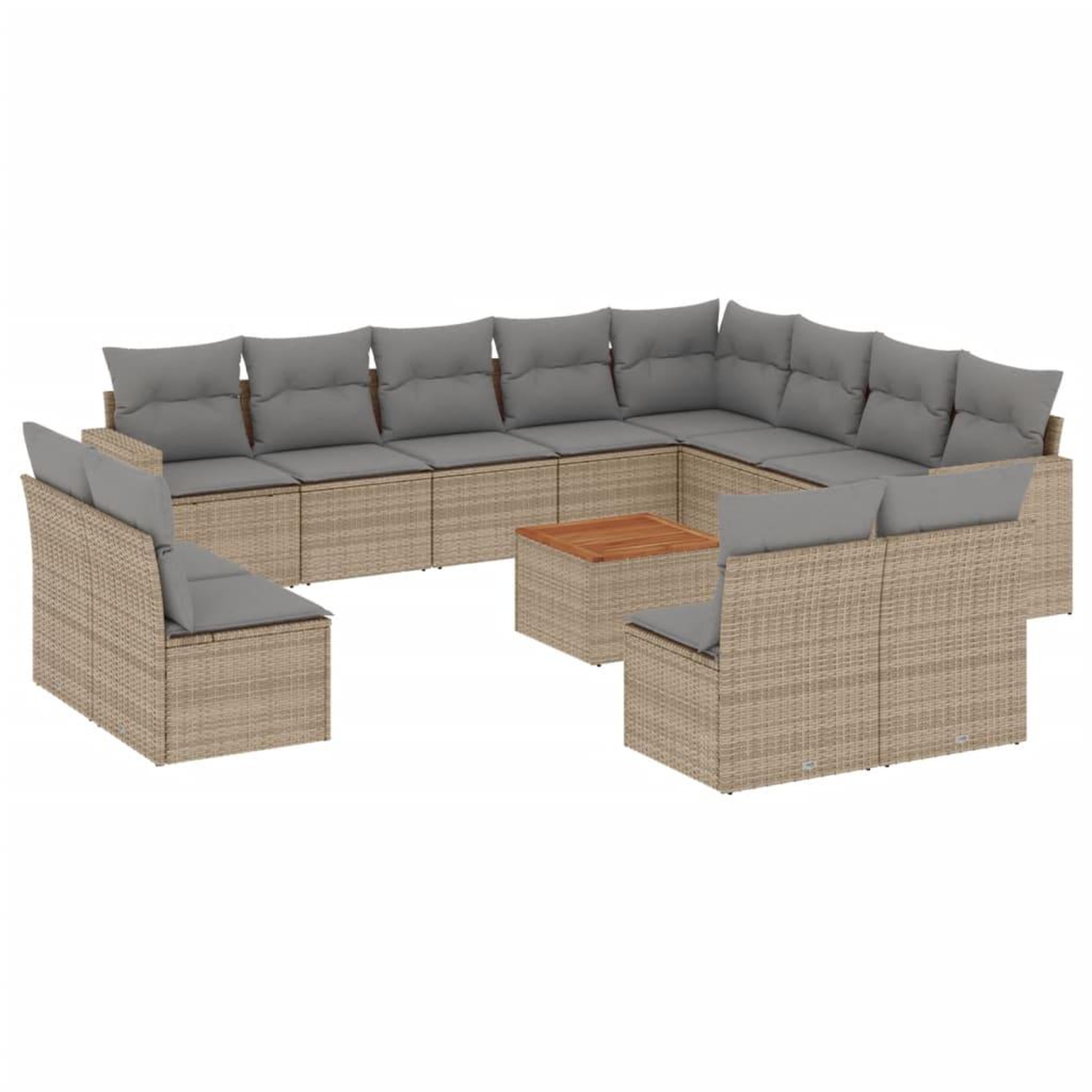 Voir la diapositive 2 : VIDAXL Salon de jardin avec coussins 13 pcs beige resine tressee