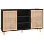 Voir la diapositive 2 : VIDAXL Buffet Noir 105x30x60 cm Bois de pin massif et rotin naturel