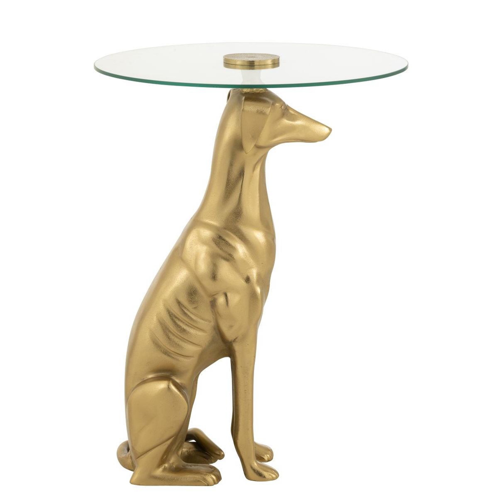 Voir la diapositive 3 : J-LINE Table d'Appoint en Verre  Dog  57cm Doré