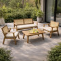 Voir la diapositive 4 : CONCEPT USINE Salon de jardin 4 places en acacia et cannage HANOI