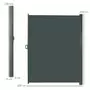OUTSUNNY Store latéral brise-vue paravent rétractable dim. 3L x 2H m polyester imperméable anti-UV haute densité gris