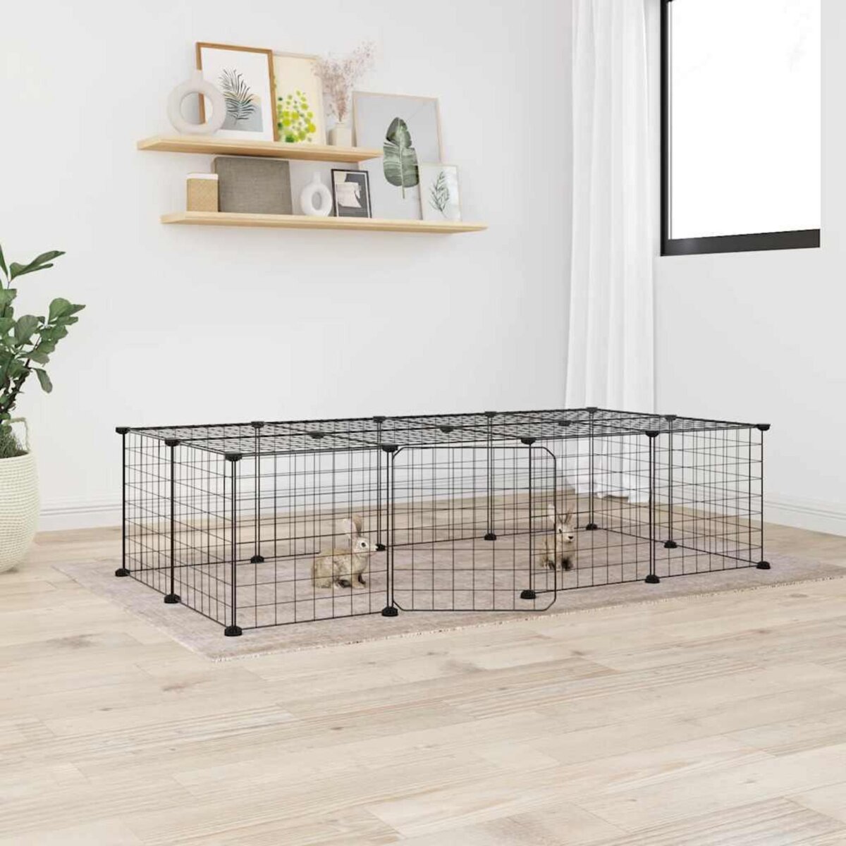 VIDAXL Cage animaux de compagnie a 20 panneaux et porte Noir 35x35 cm
