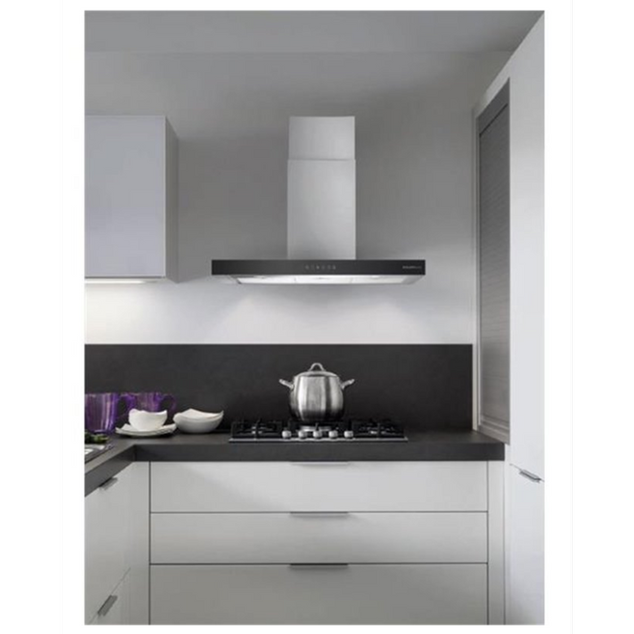 Voir la diapositive 5 : Glem Hotte décorative murale 90cm 63db 564m3/h inox/noir - ghbs97ix