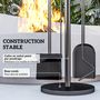 Voir la diapositive 5 : OUTSUNNY Serviteur de cheminée moderne 5 pièces - balai, pelle, pince, tisonnier, support - métal noir