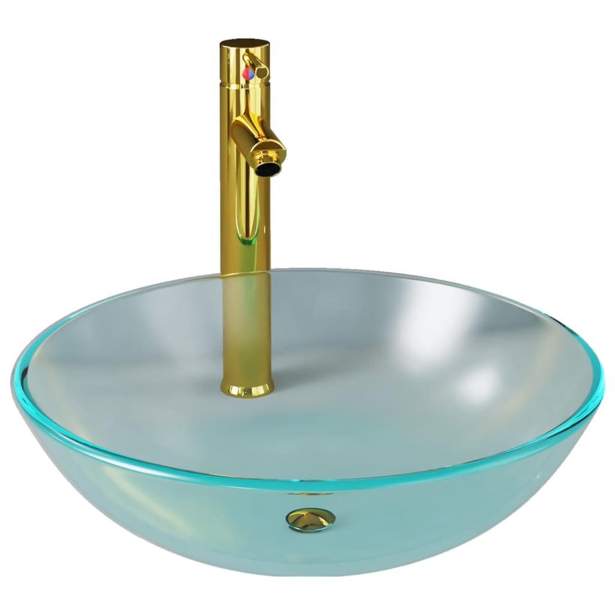 Voir la diapositive 2 : VIDAXL Lavabo de bain avec robinet et drain a poussoir Verre trempe