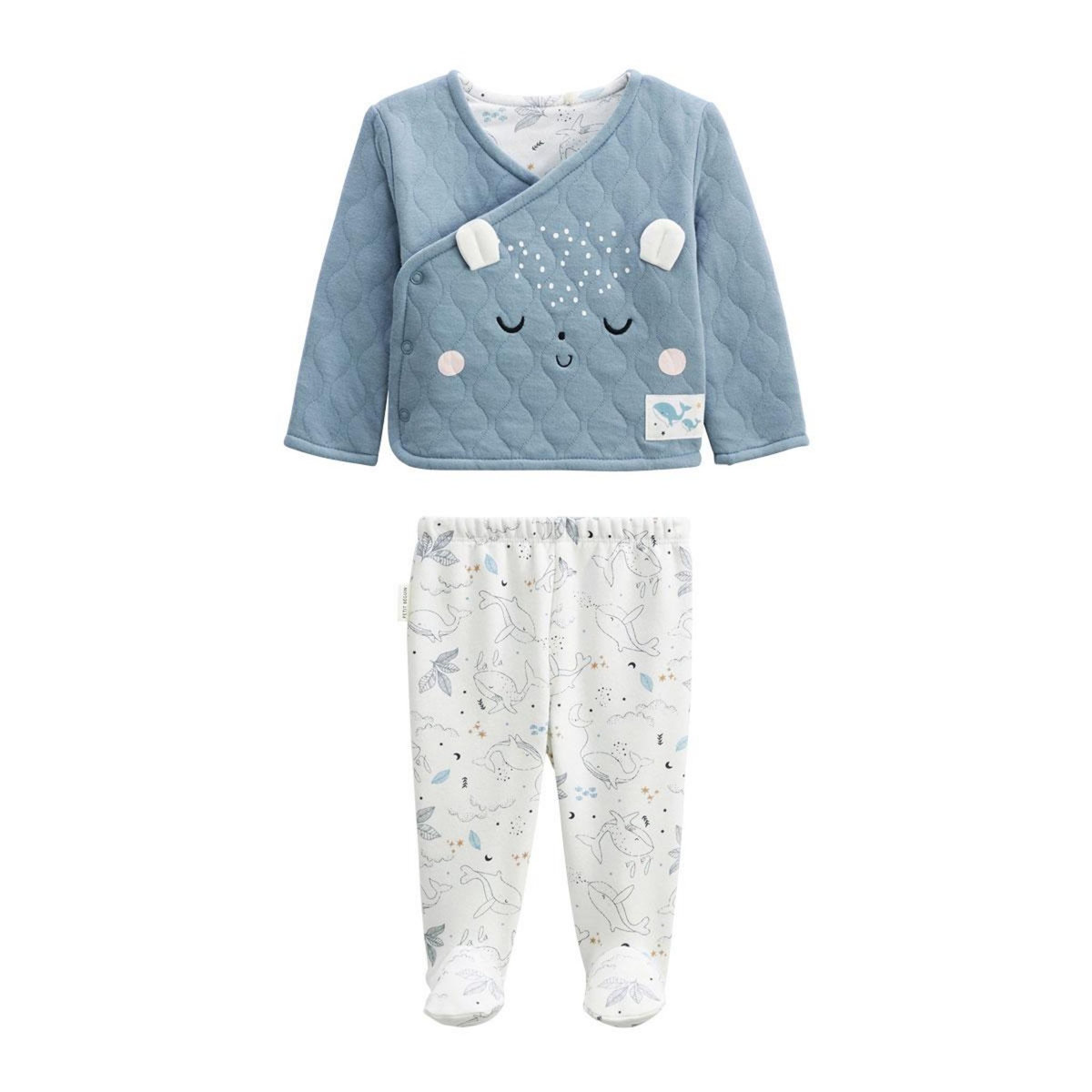 Petit Béguin Ensemble bébé veste en coton matelassé et pantalon en velours Petite Balade