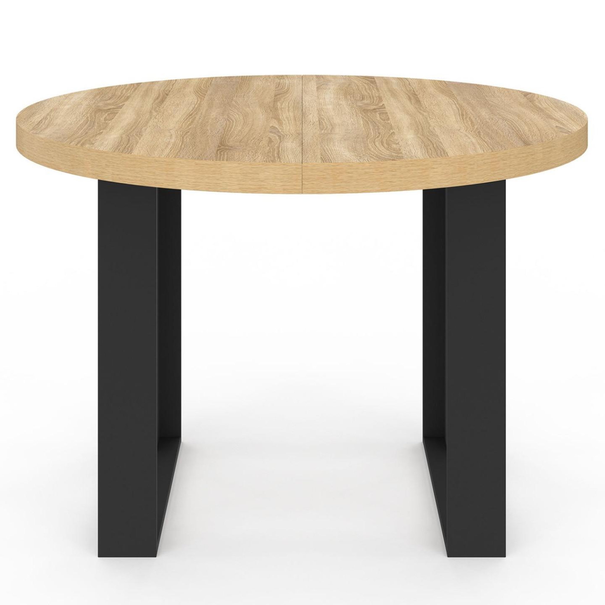 Voir la diapositive 3 : ID MARKET Table à manger fixe ronde phoenix 4 personnes bois et noir 110 cm