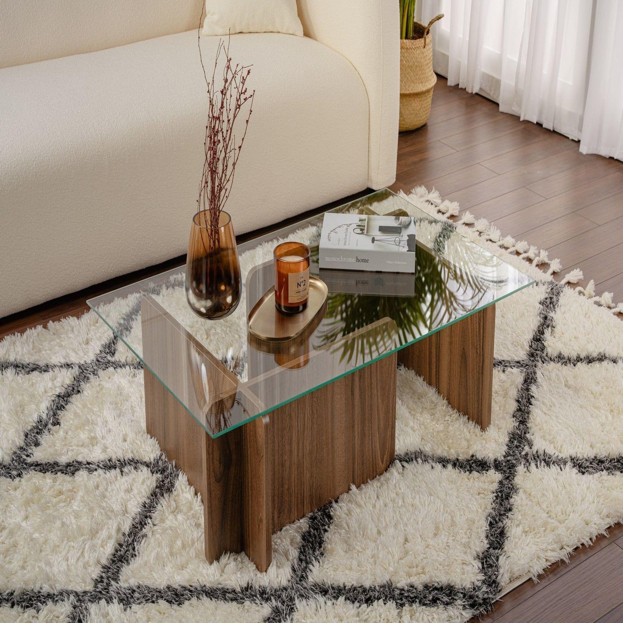 Voir la diapositive 2 : Habitat et Jardin Table basse en bois  flavio  - 105 x 65 x 30 cm - noyer