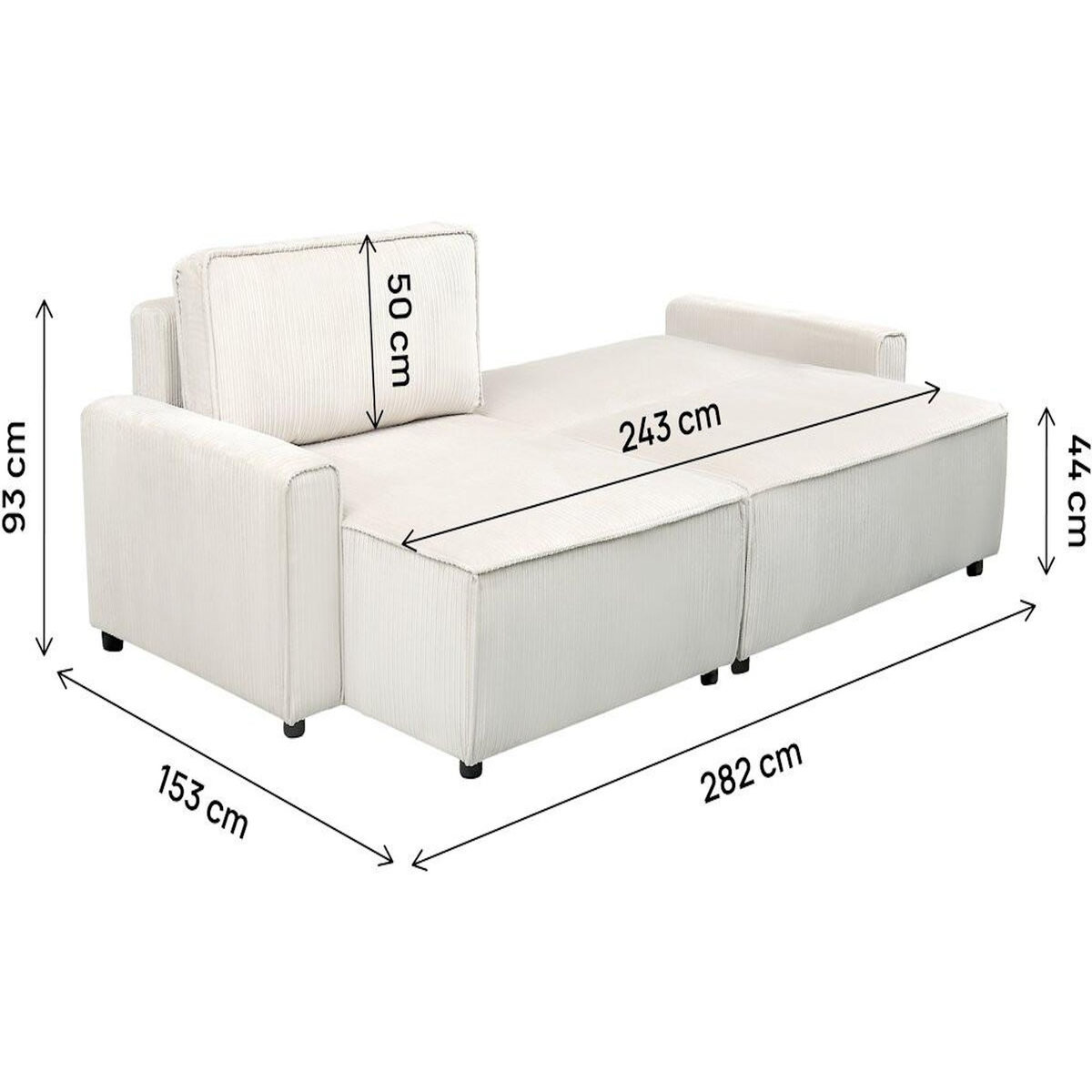 Habitat et Jardin Canapé d'angle convertible et reversible en velours côtelé  Montaigne  - 3 places  - Beige