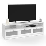 ID MARKET Meuble TV 140 cm VITO portes givrées blanc