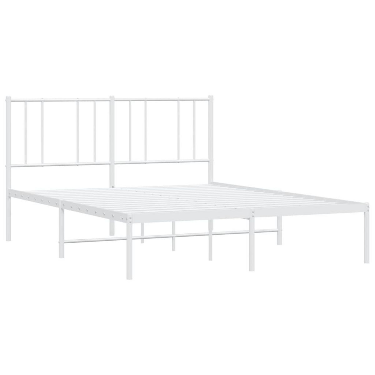 VIDAXL Cadre de lit metal sans matelas et tete de lit blanc 120x190 cm
