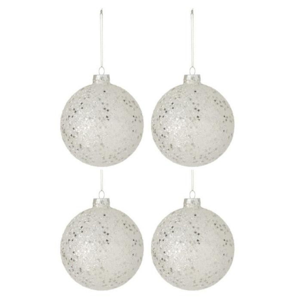 Paris Prix Lot de 4 Boules de Noël  Étoiles  12cm Argent
