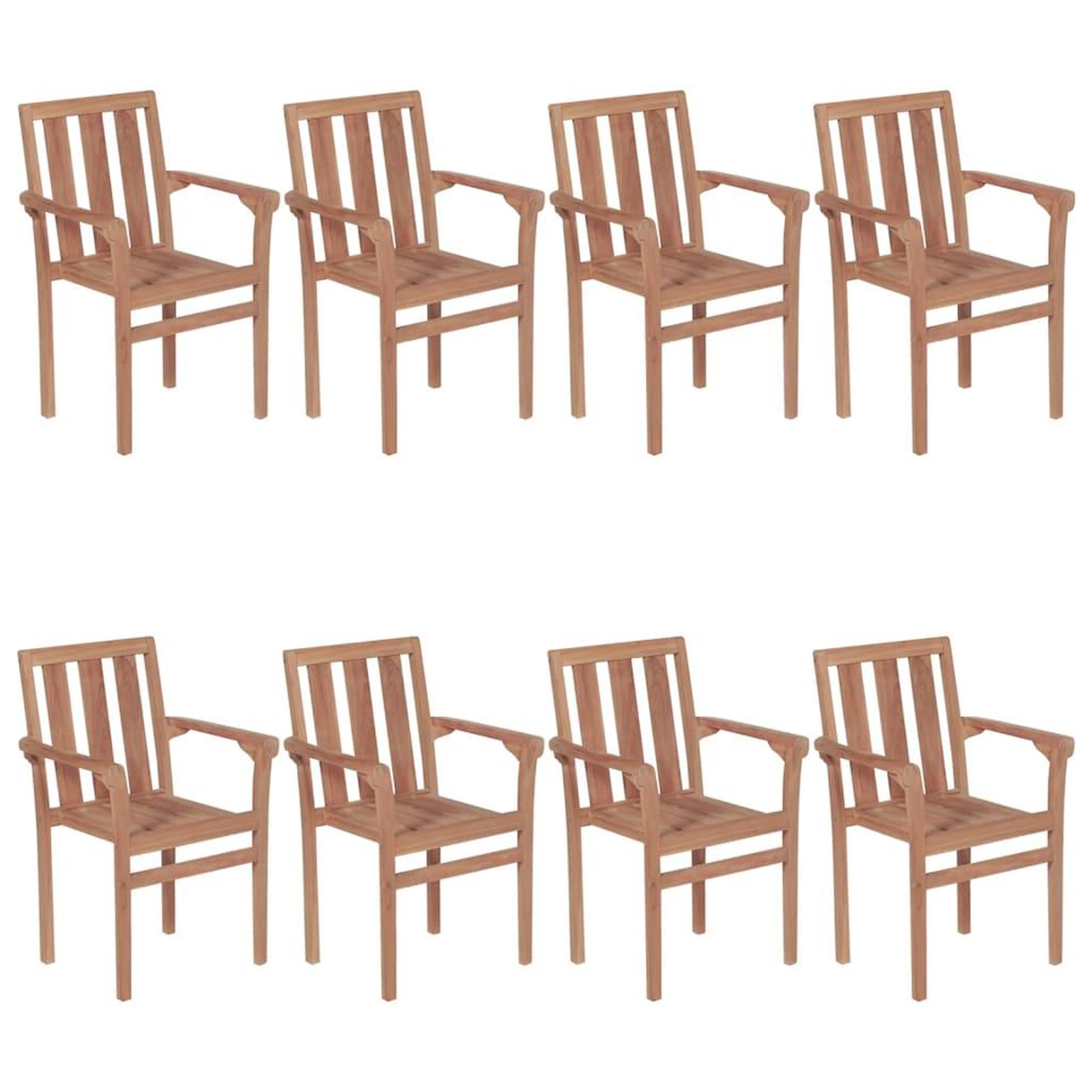 Voir la diapositive 2 : VIDAXL Chaises de jardin empilables avec coussins lot de 8 Teck solide