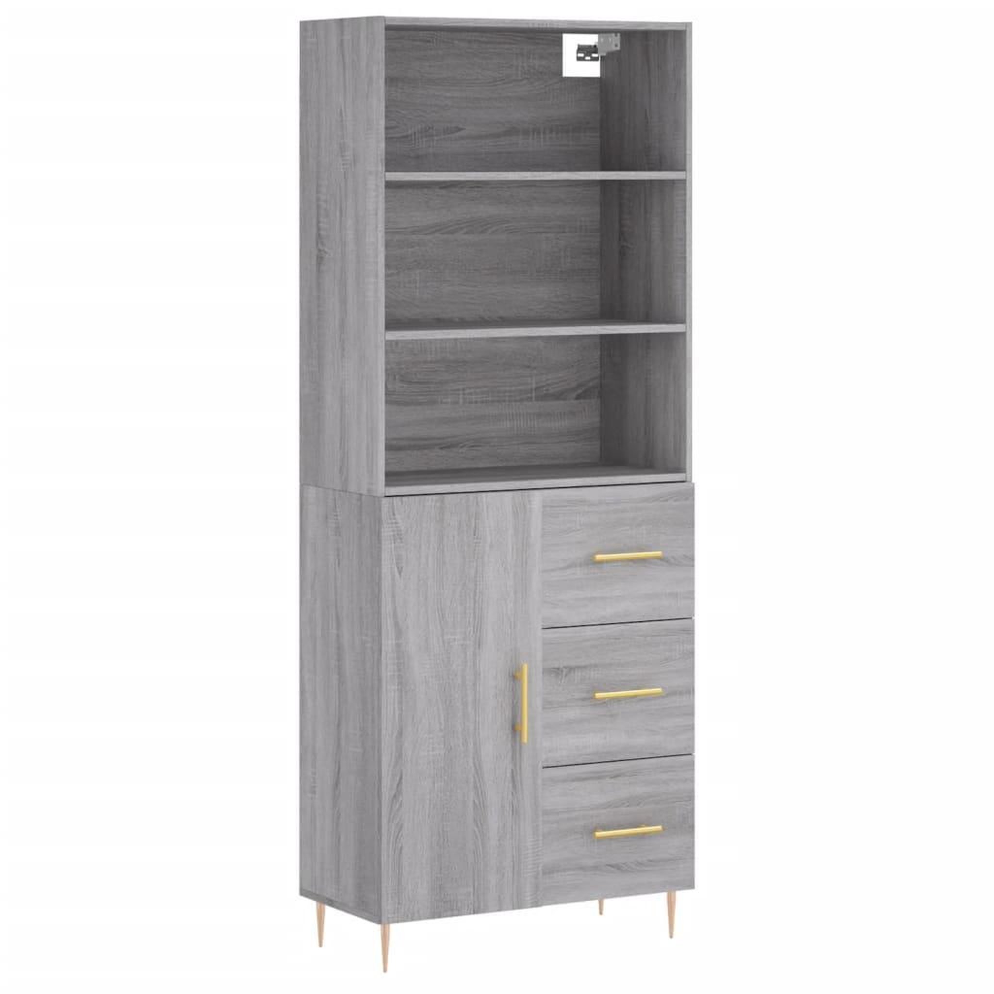 Voir la diapositive 2 : VIDAXL Buffet haut Sonoma gris 69,5x34x180 cm Bois d'ingenierie