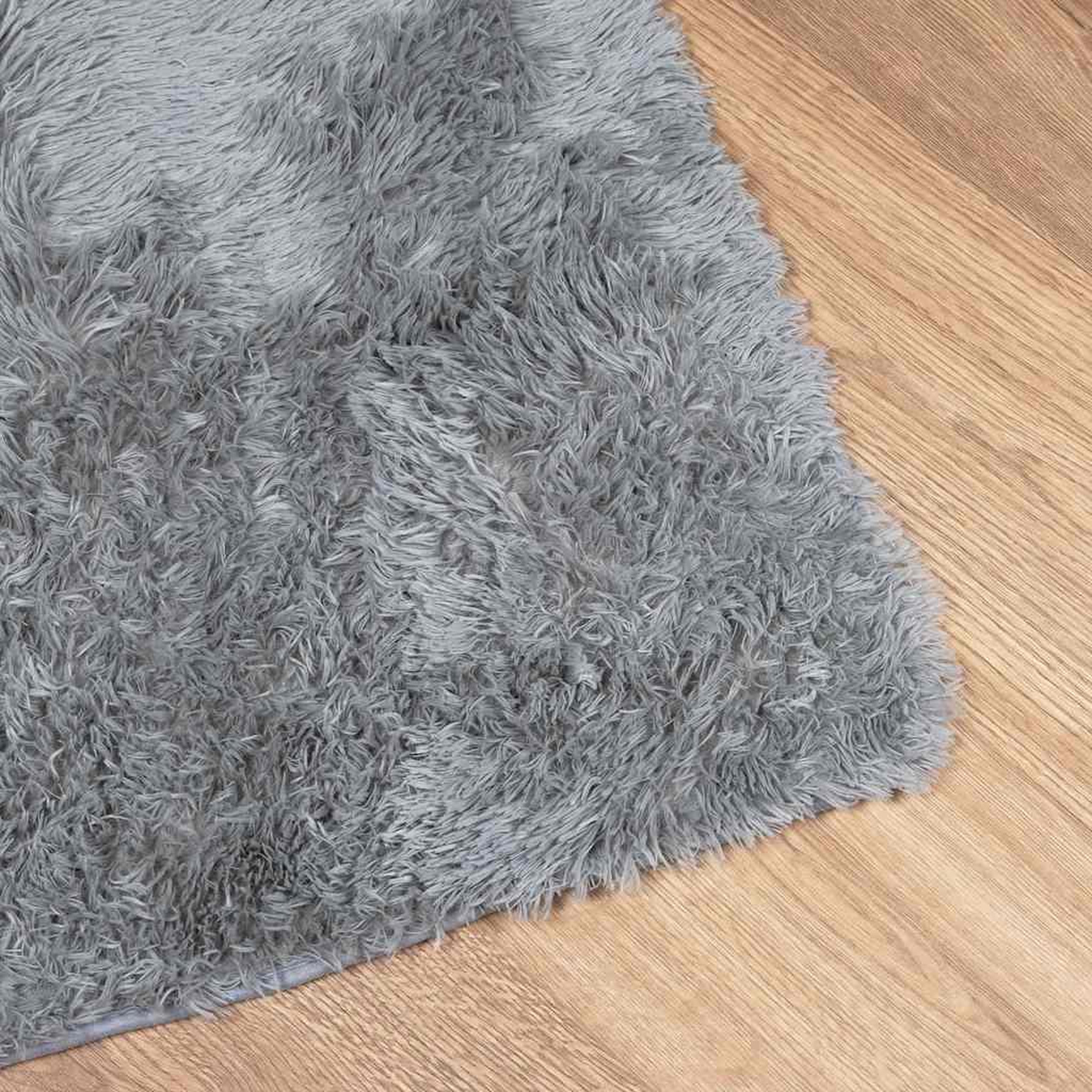 Voir la diapositive 4 : VIDAXL Tapis Shaggy a poils longs NAVARRA gris argente 160x160 cm