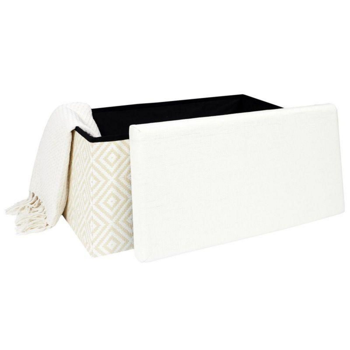Paris Prix Banc Coffre Pliable  Tressé  76cm Blanc