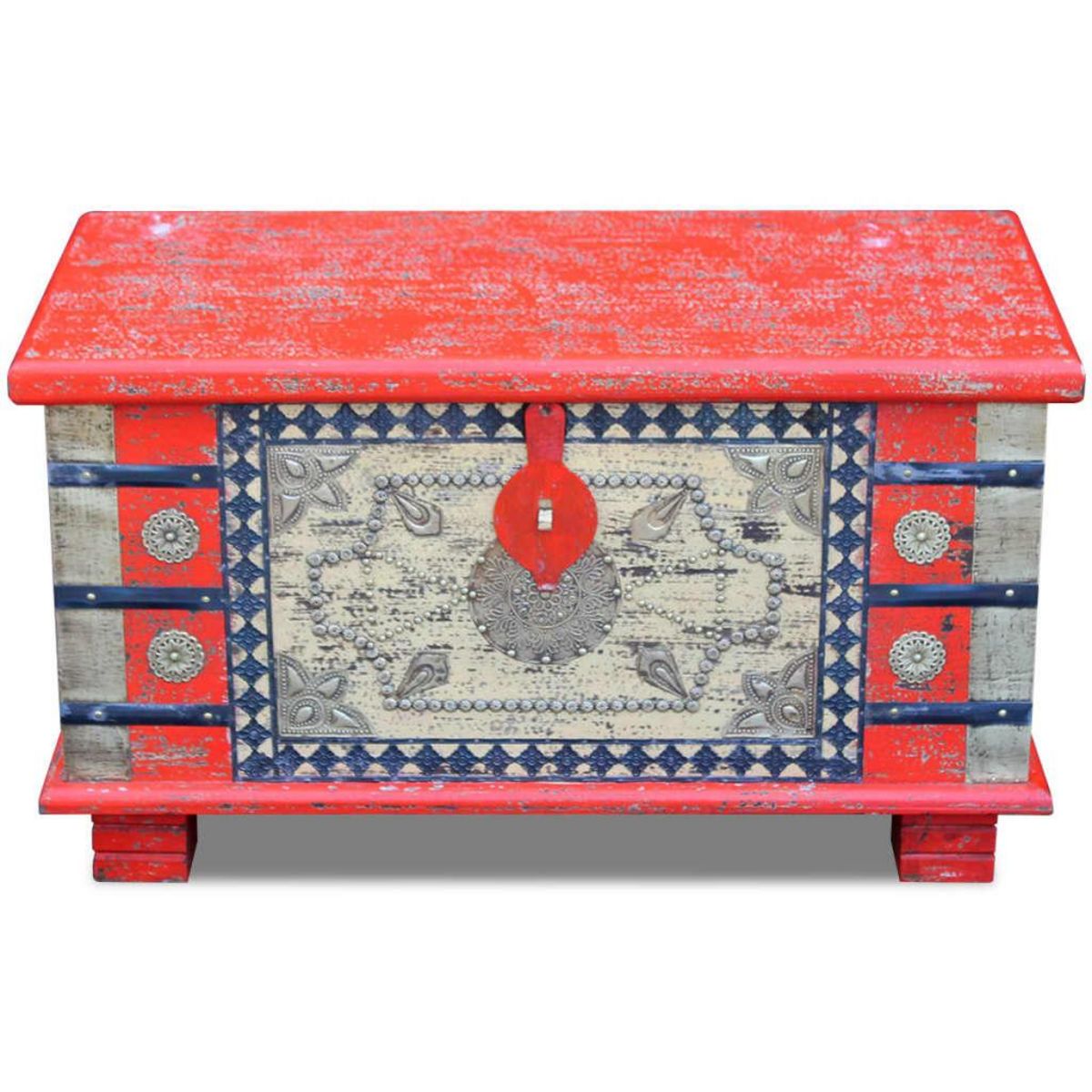 VIDAXL Coffre de rangement Bois de manguier rouge 80 x 40 x 45 cm