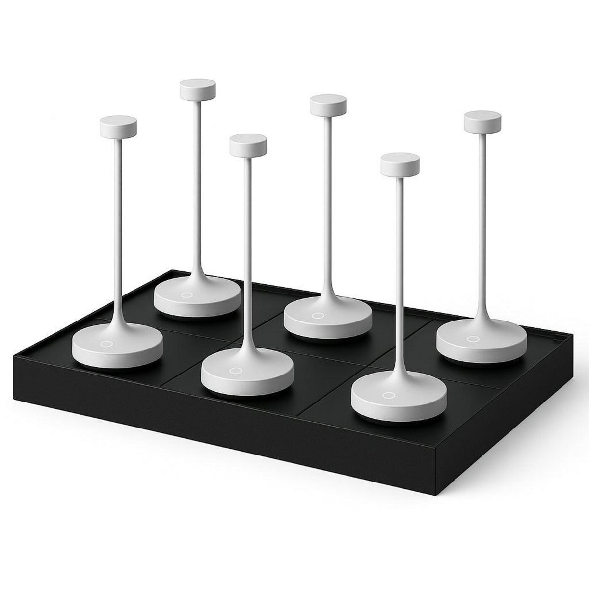 Lumisky 6 lampes avec plateau de chargement RUBY Blanc Aluminium H25 cm