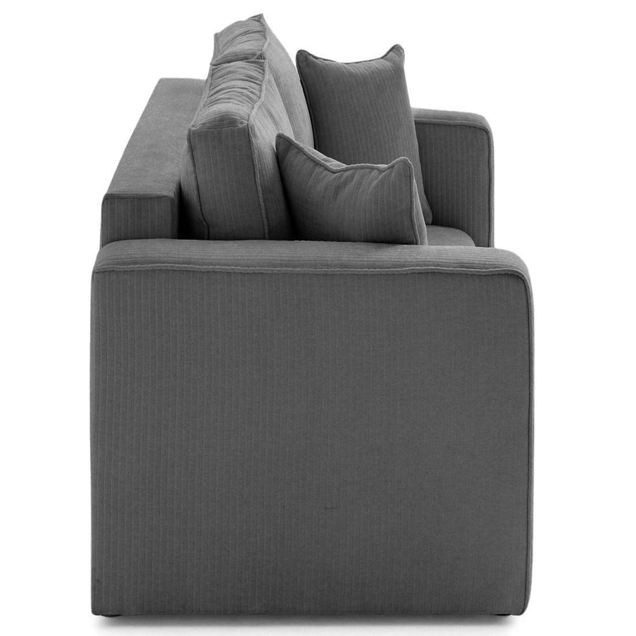 Voir la diapositive 4 : BEST MOBILIER Topaze - canapé droit 2 places en velours côtelé plat
