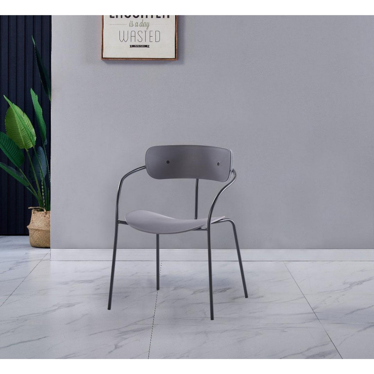 CONCEPT USINE Lot de 4 chaises gris foncé design ALEXIA