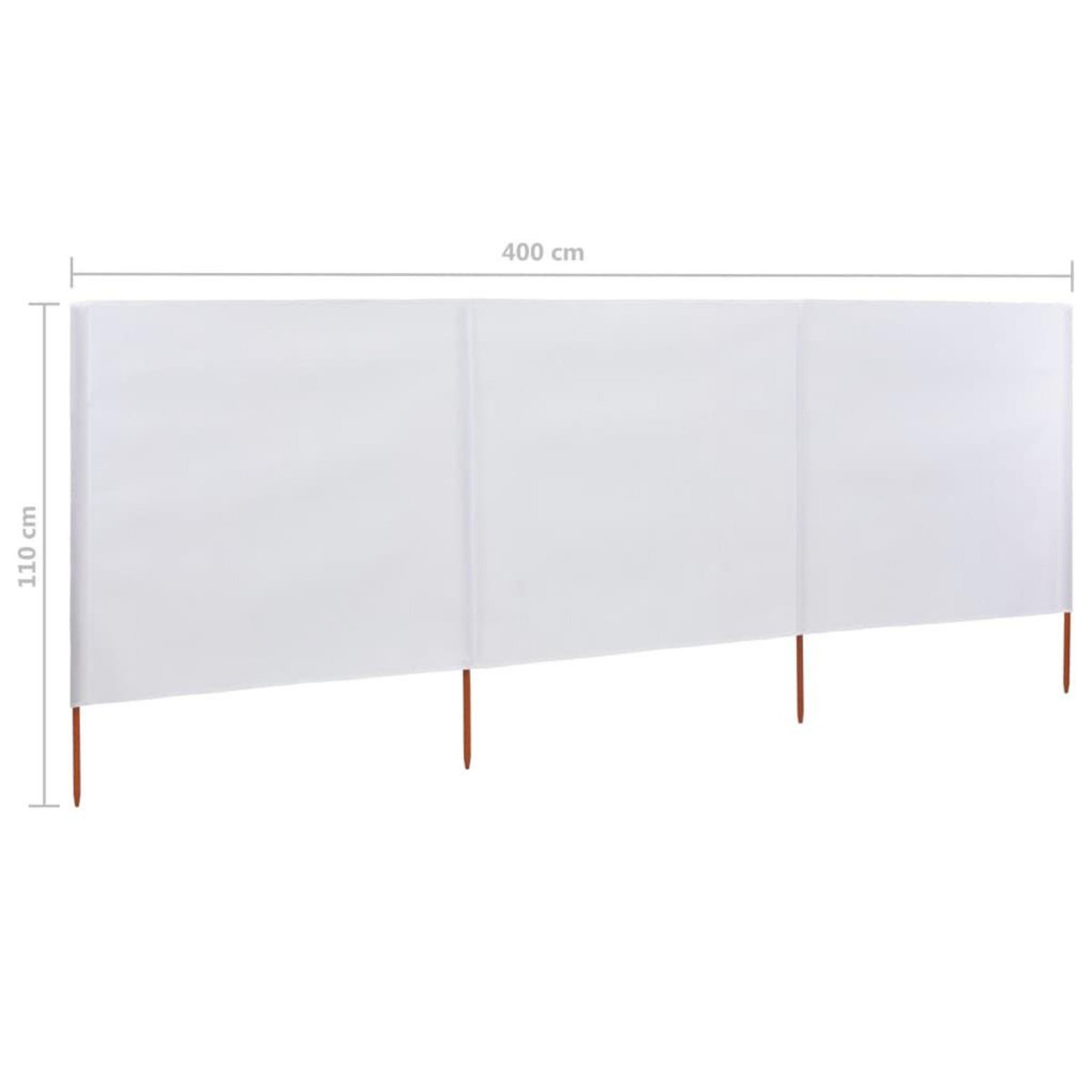 VIDAXL Paravent 3 panneaux Tissu 400 x 80 cm Blanc sable