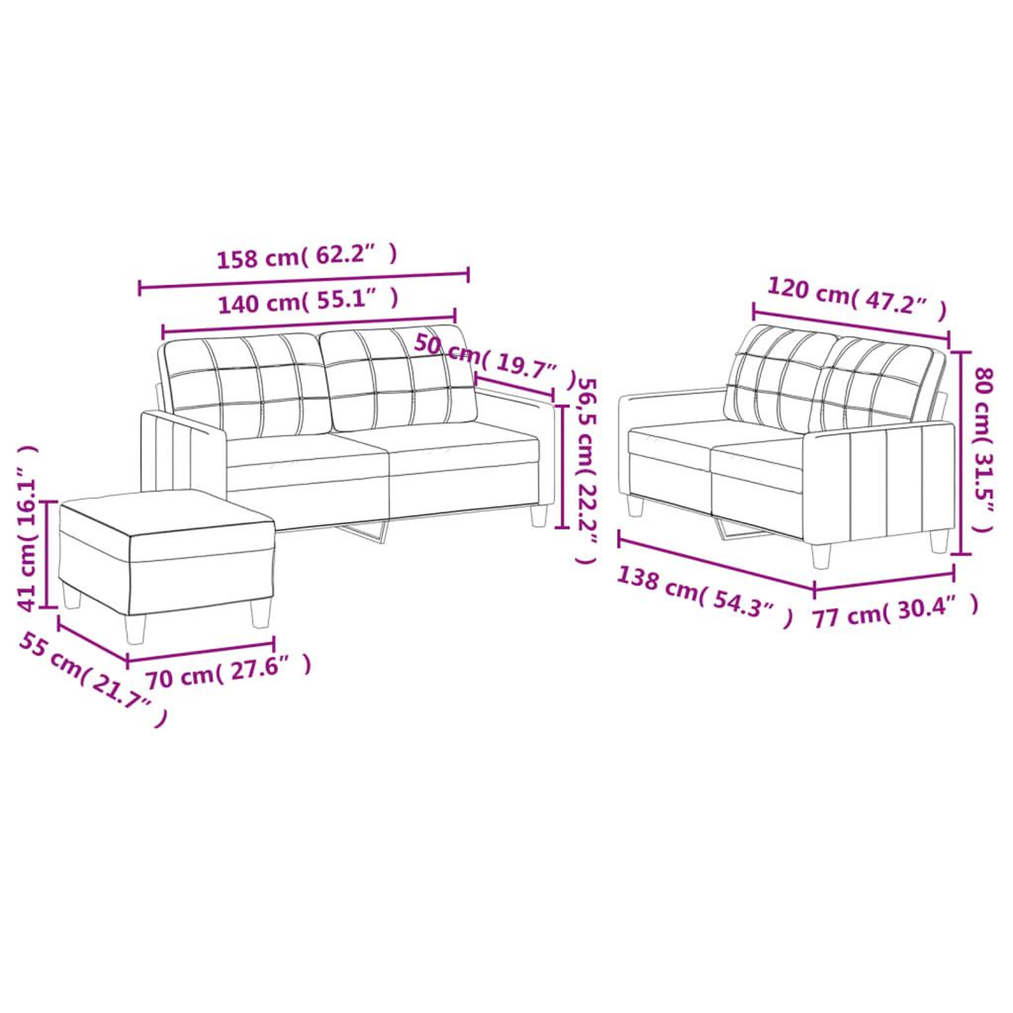 Voir la diapositive 6 : VIDAXL Ensemble de canapes 3 pcs avec coussins Noir Similicuir