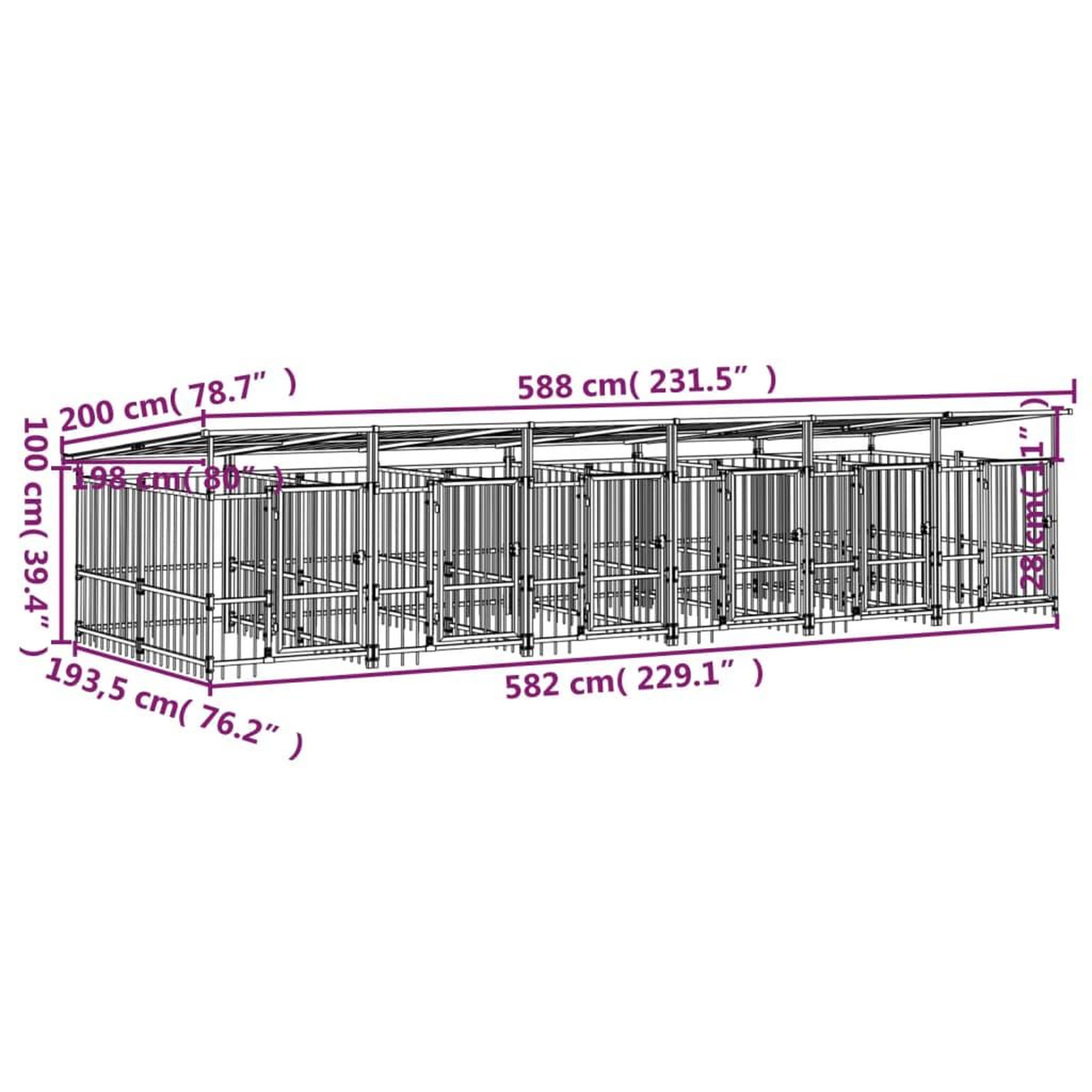 Voir la diapositive 6 : VIDAXL Chenil d'exterieur avec toit pour chiens Acier 11,26 m²