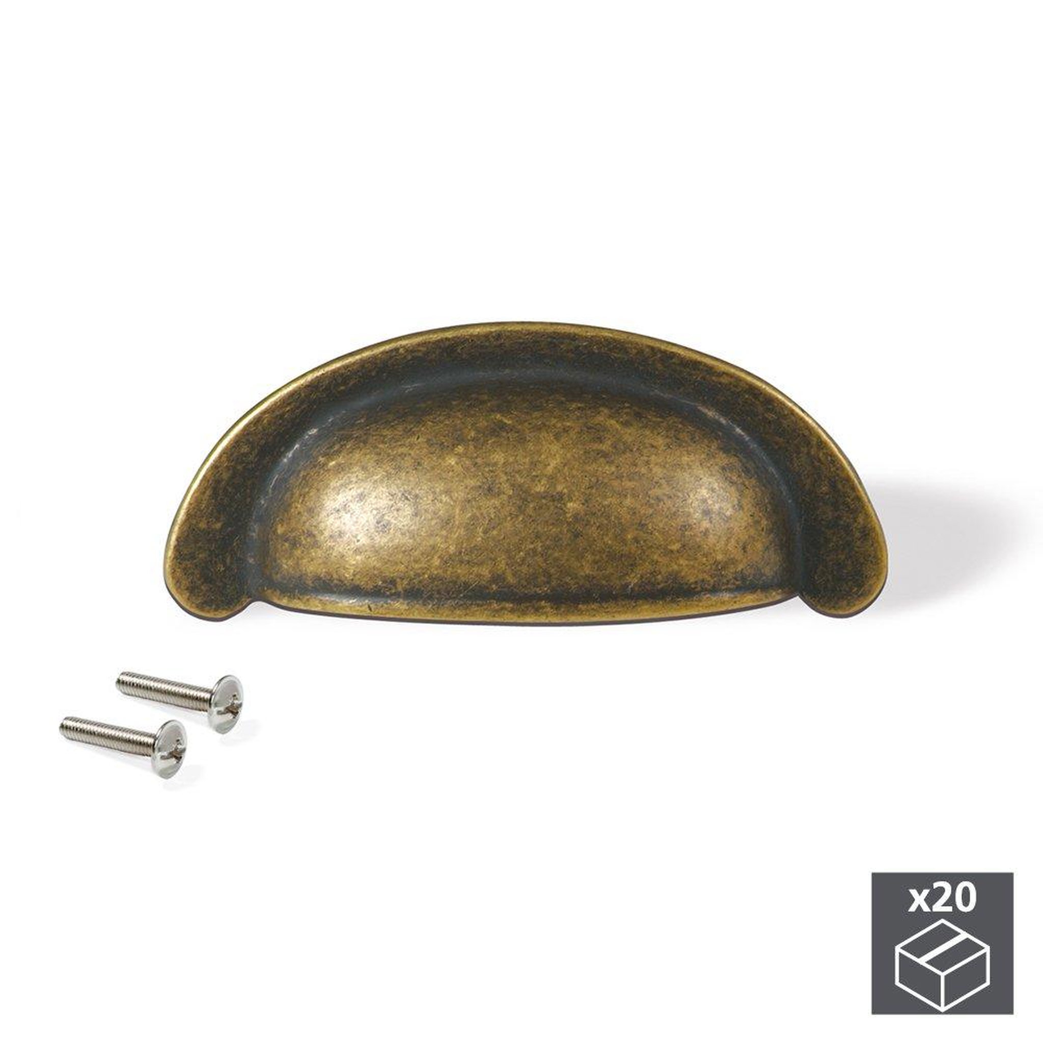 EMUCA SRL Lot de 20 poignées Marrakech en zamak finition bronze avec entraxe 64 mm