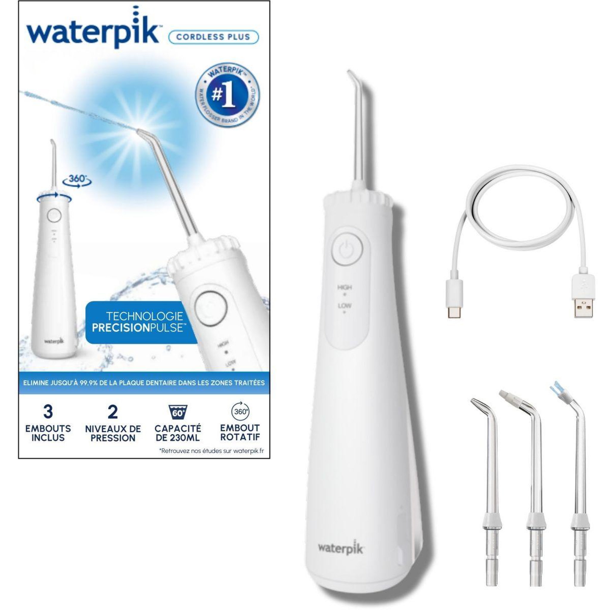 Voir la diapositive 2 : Waterpik Hydropulseur Sans Fil New Plus WF-26