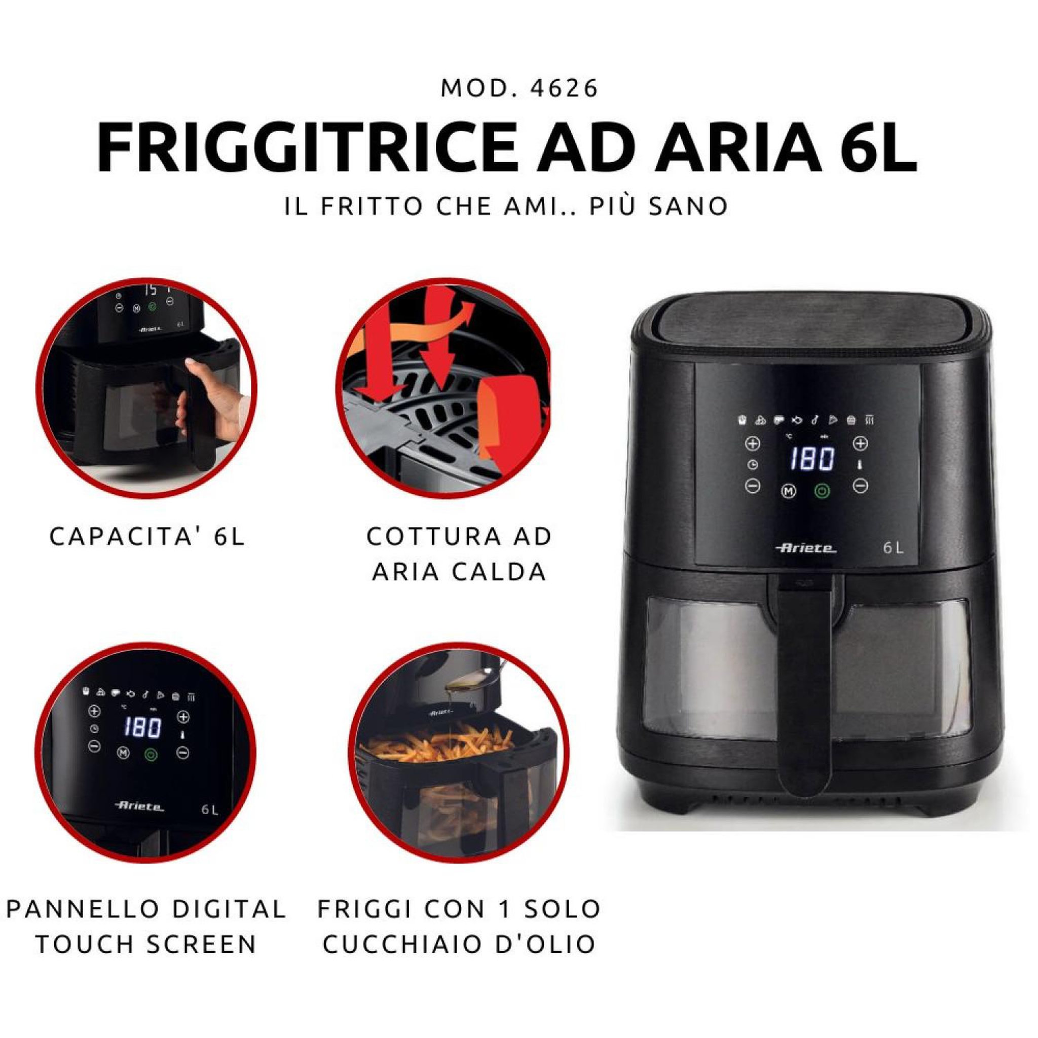 Voir la diapositive 3 : ARIETE Friteuse Ariete 4626 Air Fryer 6 L