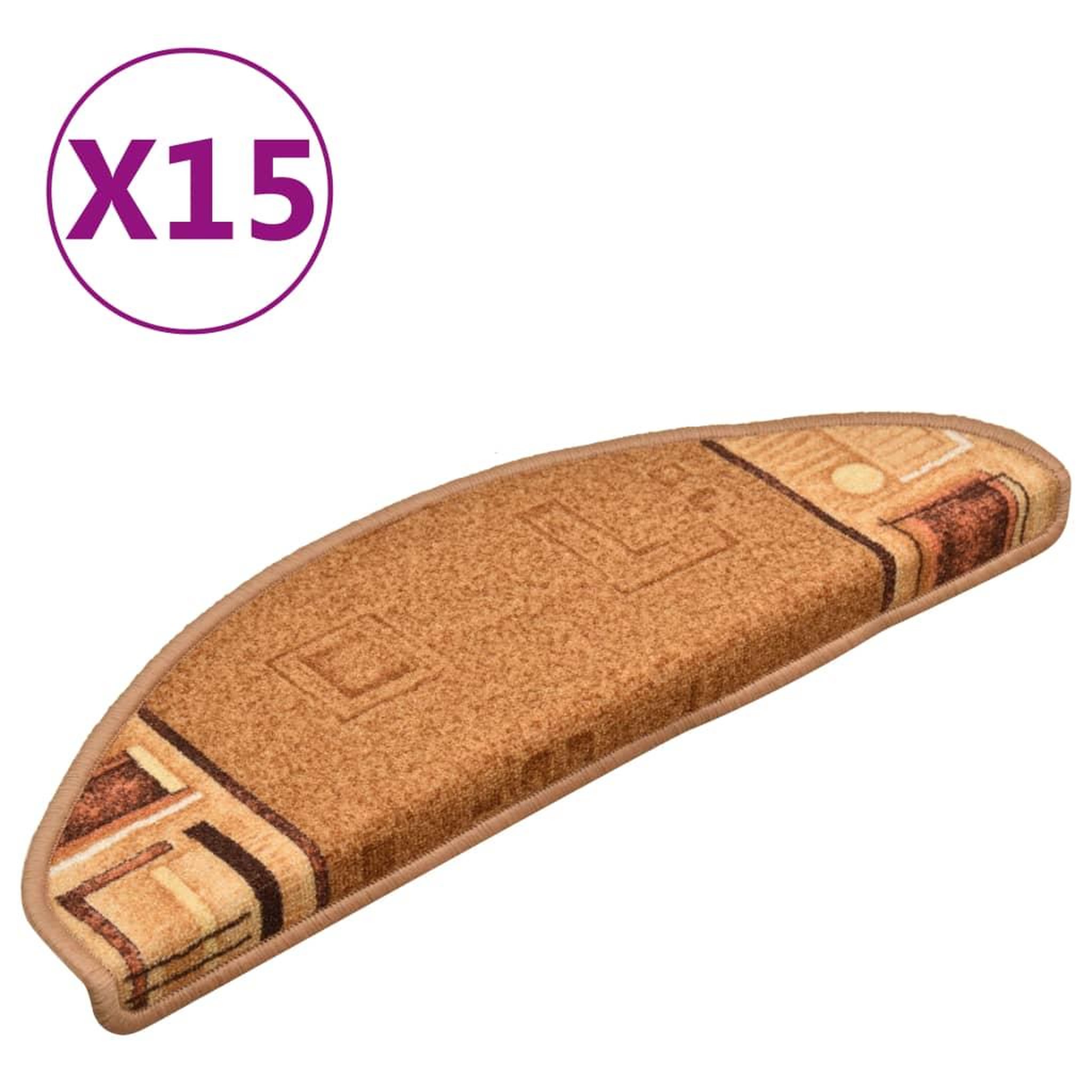 Voir la diapositive 2 : VIDAXL Tapis d'escalier autocollants 15 pcs Beige 65x21x4 cm