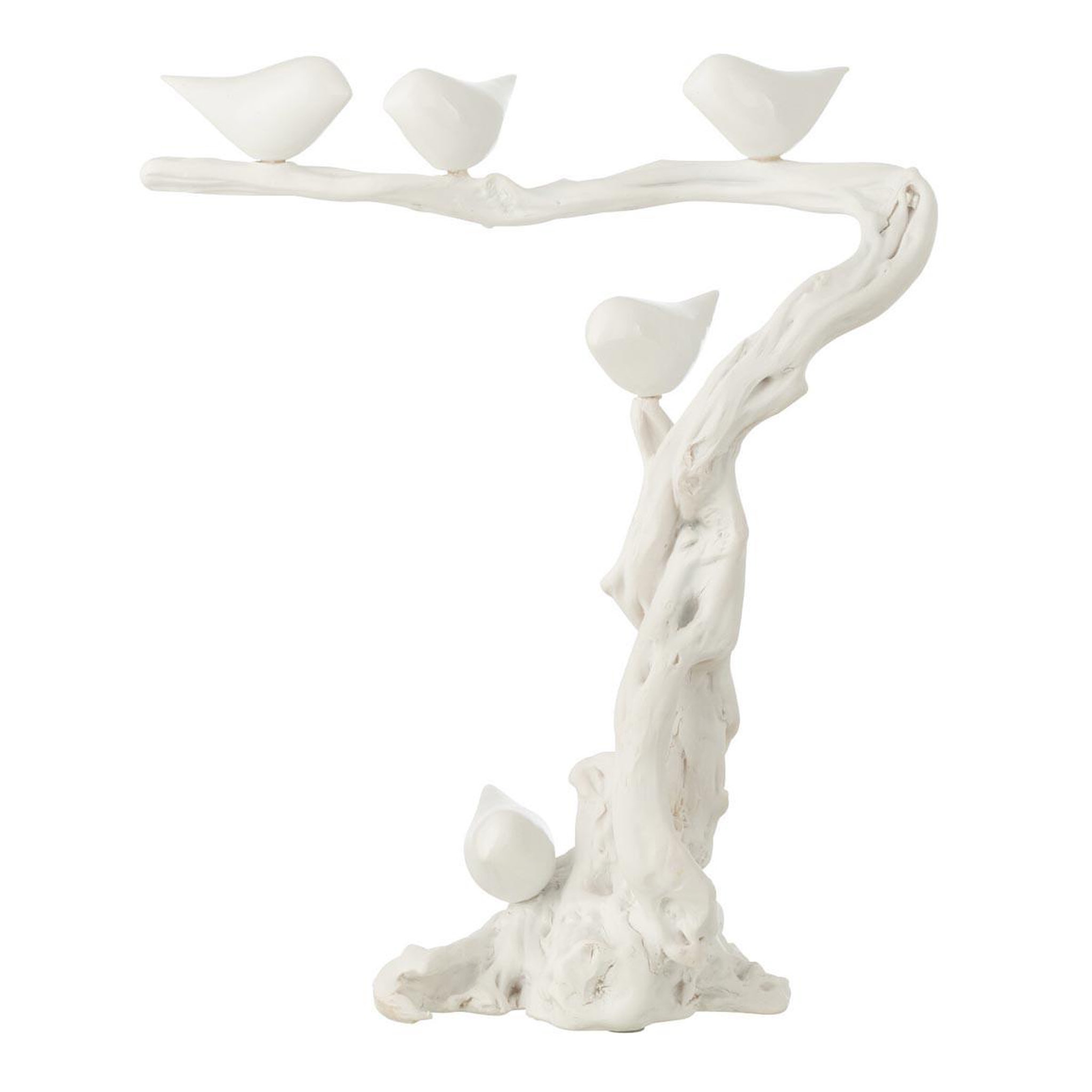 J-LINE Oiseaux sur branche en résine  maribel  46cm blanc