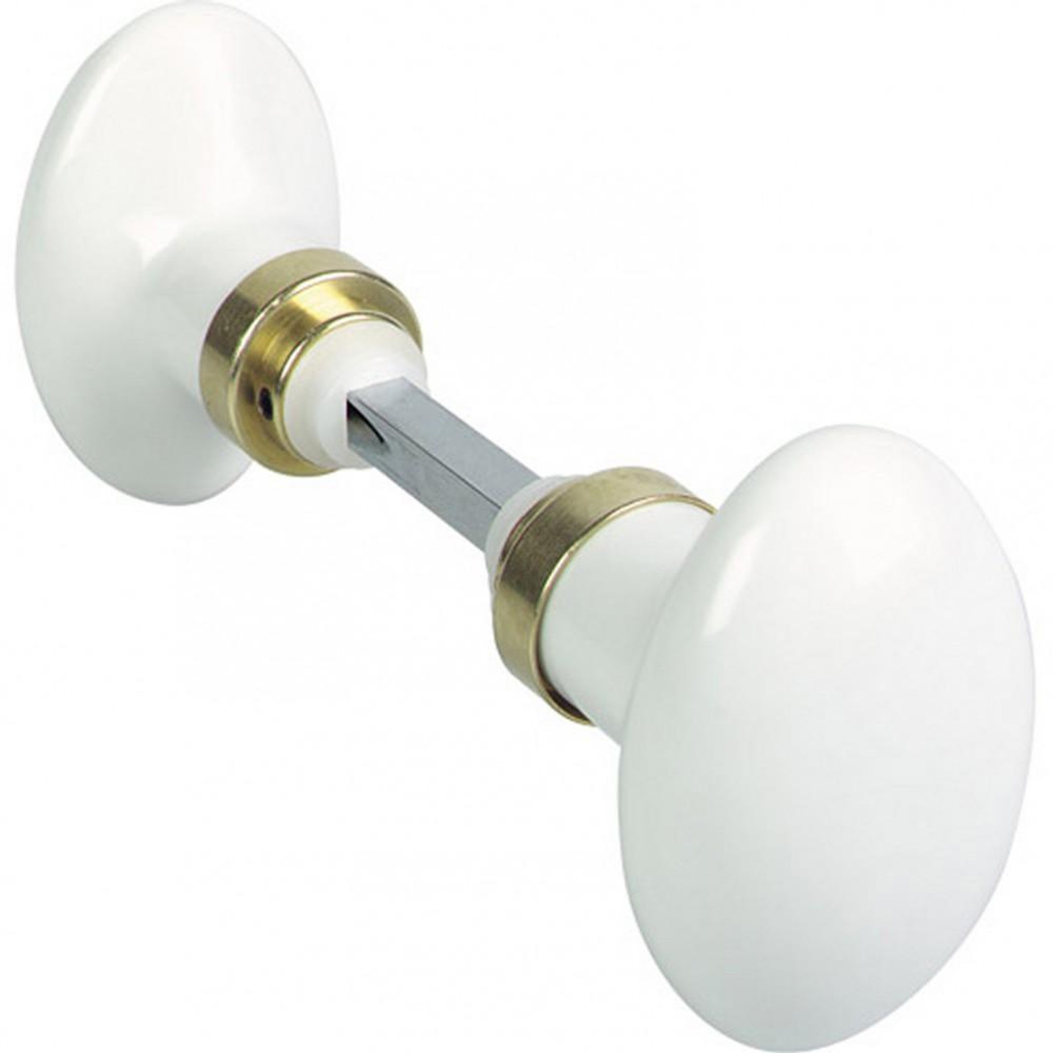 CENTRALE BRICO Lot de 2 boutons de porte Porcelaine porcelaine de limoges laitonné