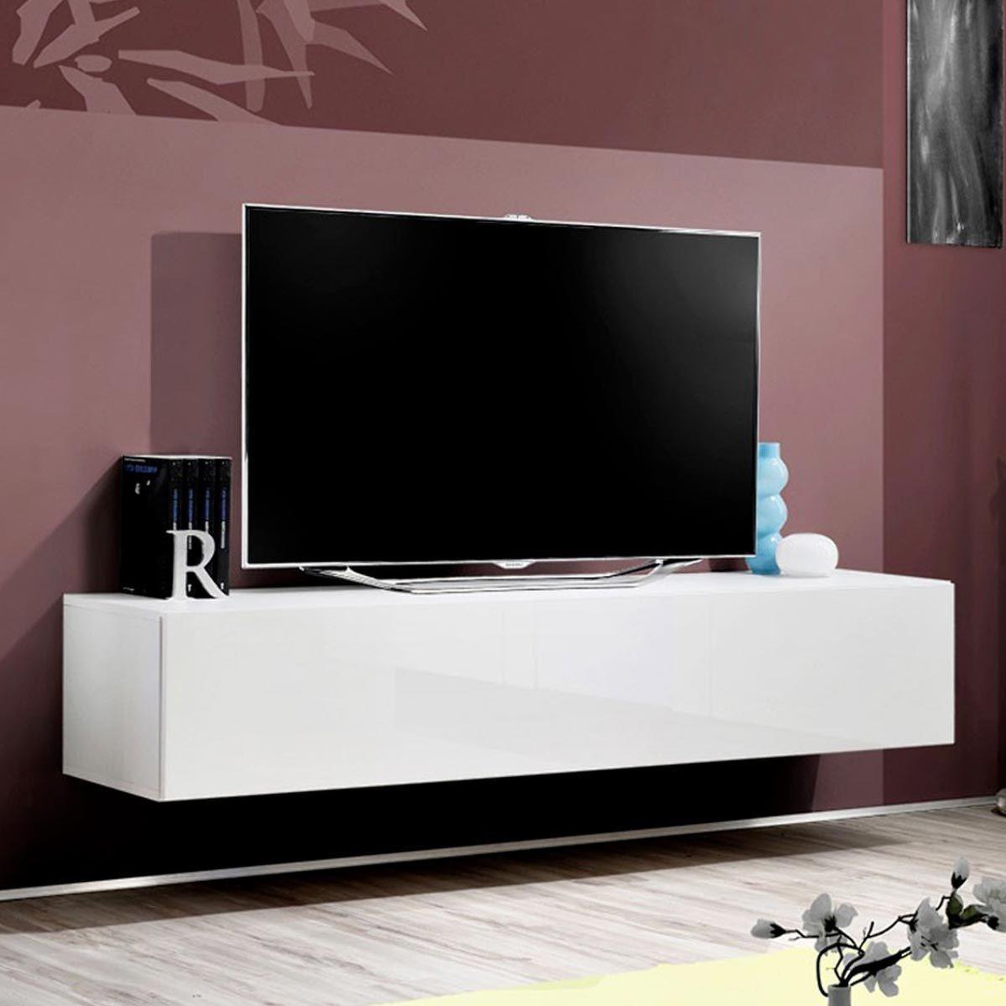 Paris Prix Meuble tv mural design  fly a2  160cm blanc