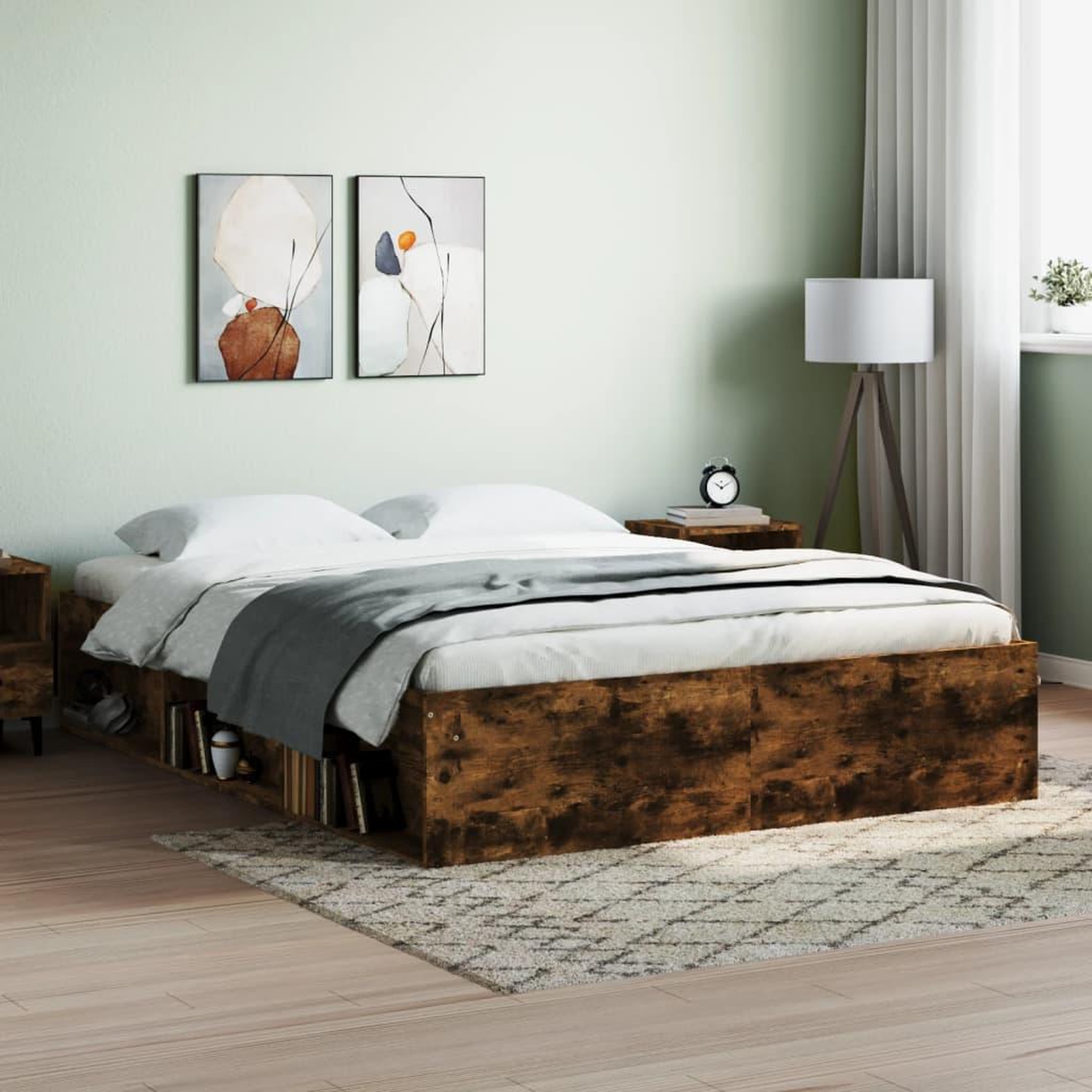 VIDAXL Cadre de lit sans matelas chene fume 140x190 cm