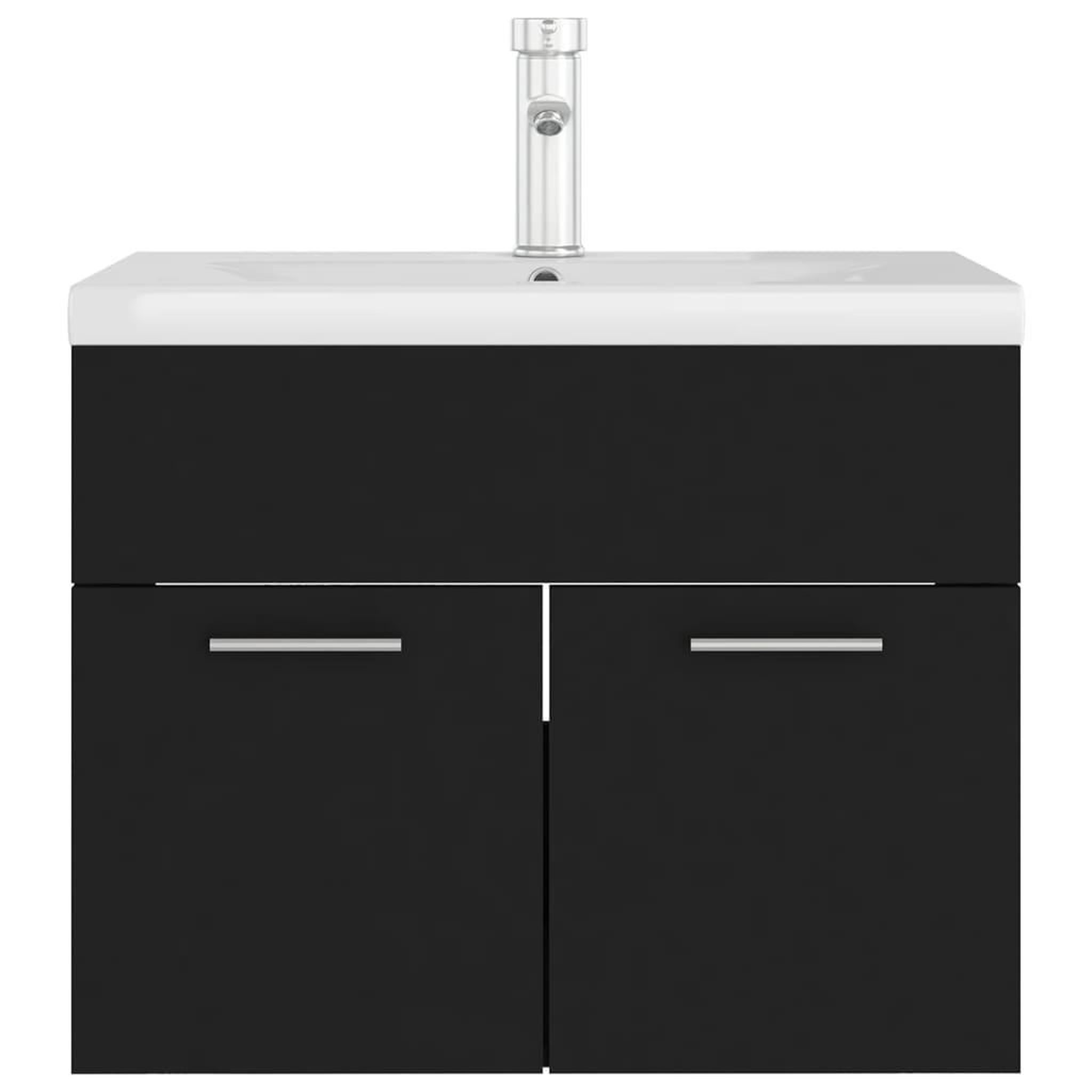Voir la diapositive 5 : VIDAXL Armoire d'evier avec lavabo integre Noir Agglomere