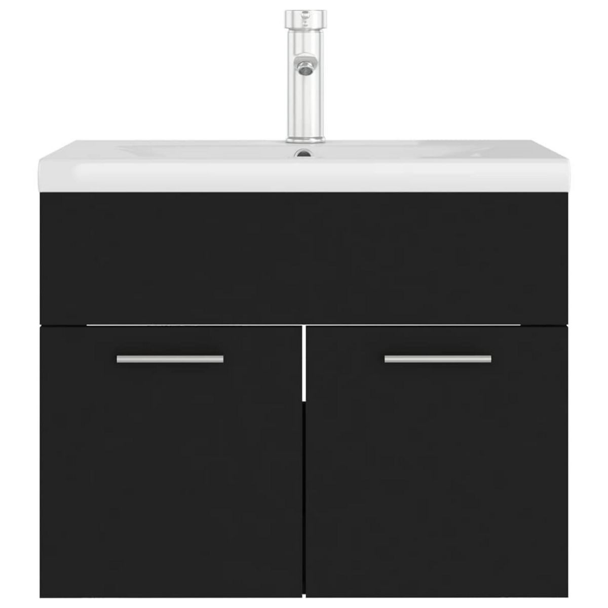 VIDAXL Armoire d'evier avec lavabo integre Noir Agglomere