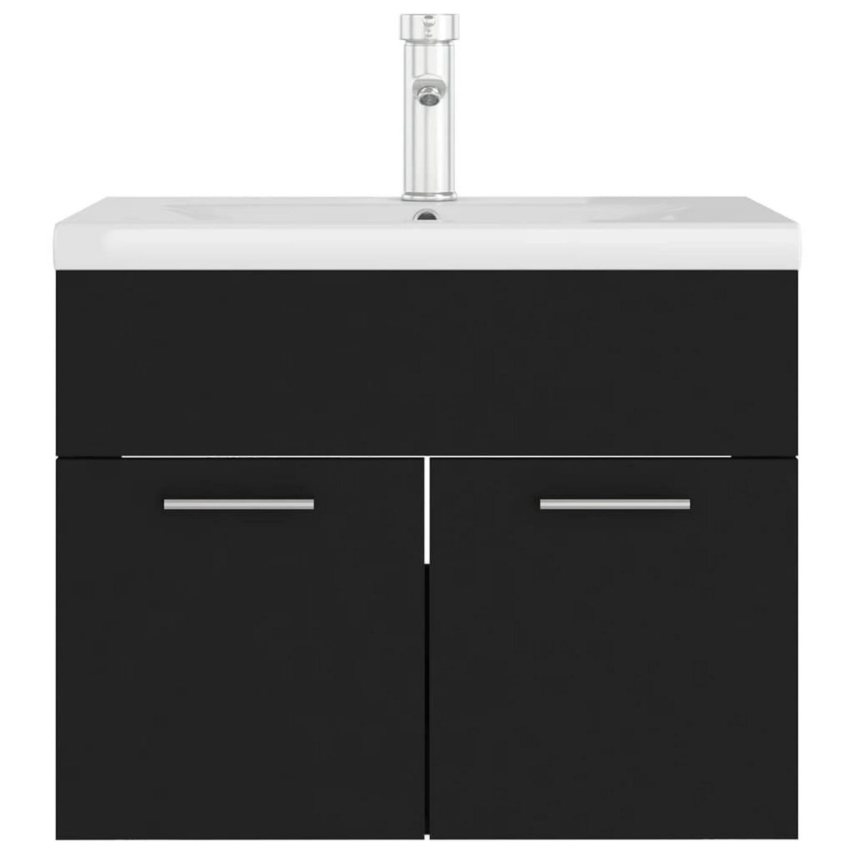 VIDAXL Armoire d'evier avec lavabo integre Noir Agglomere