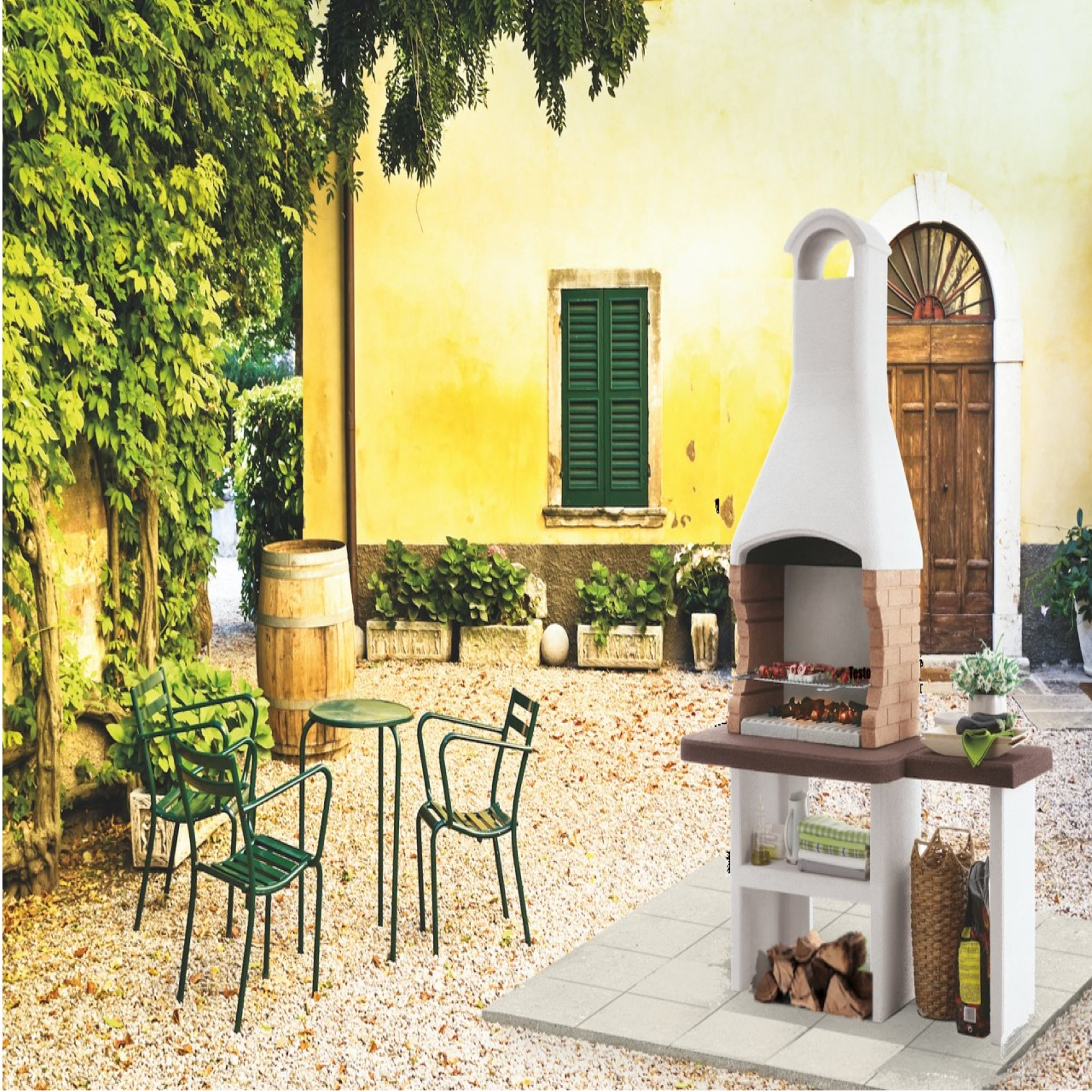 Voir la diapositive 1 : PALAZZETTI Barbecue fixe charbon - Béton - 68x40cm - JESOLO