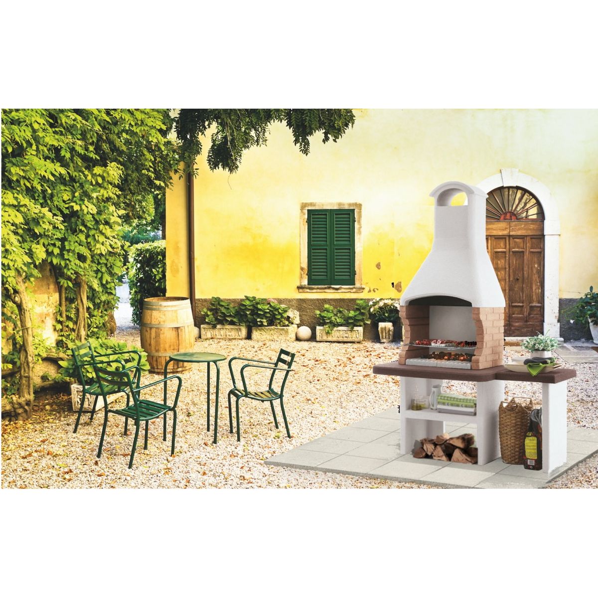 PALAZZETTI Barbecue fixe charbon - Béton - 68x40cm - JESOLO