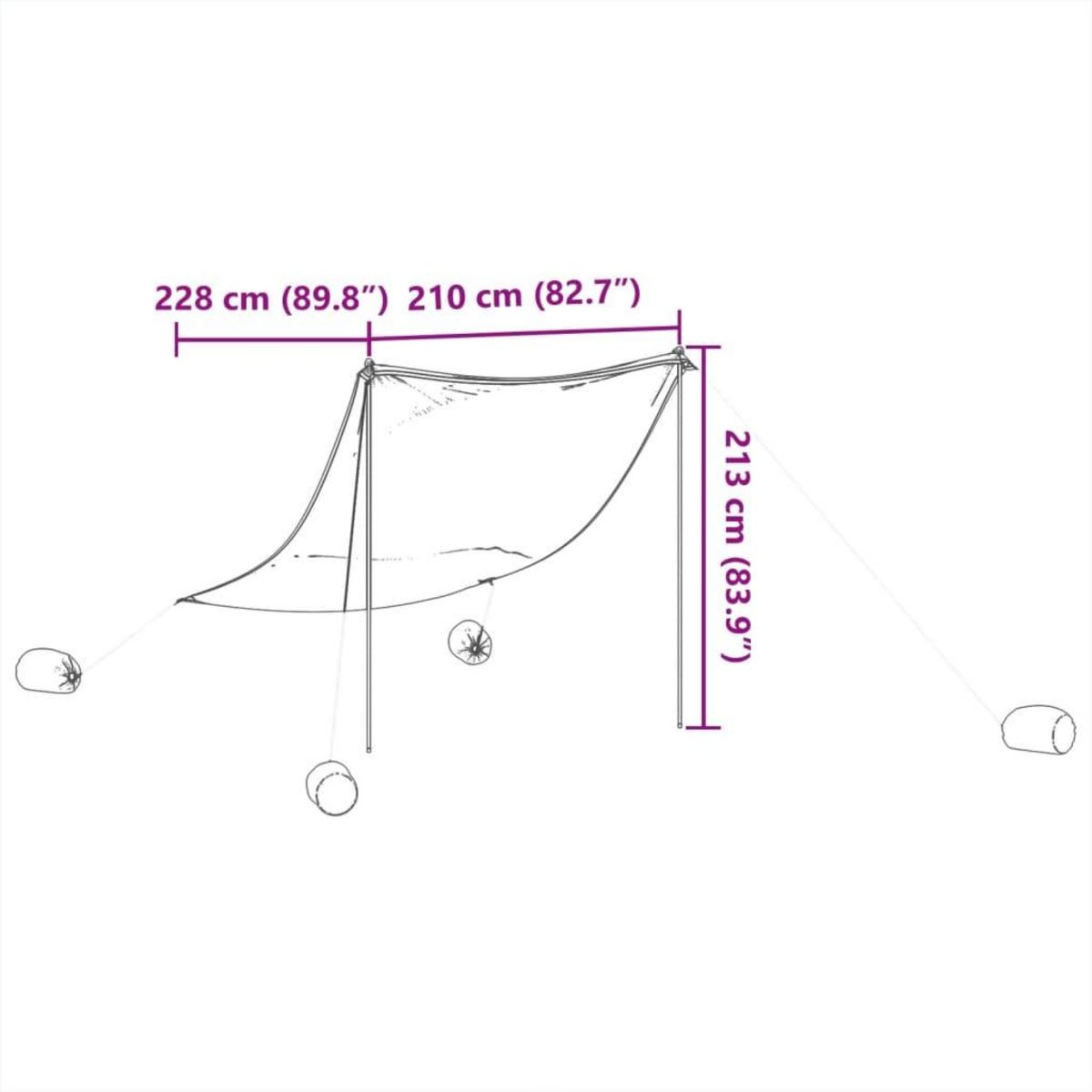 VIDAXL Auvent de plage avec ancres de sable vert 214x236 cm