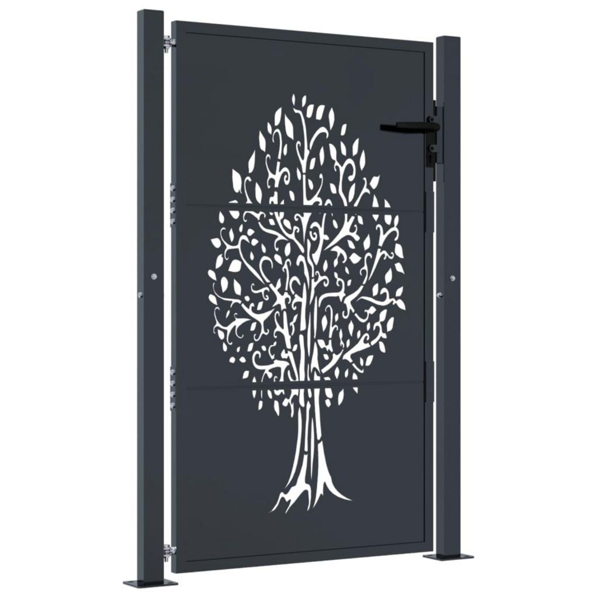 VIDAXL Portail de jardin anthracite 105x130cm acier conception d'arbre