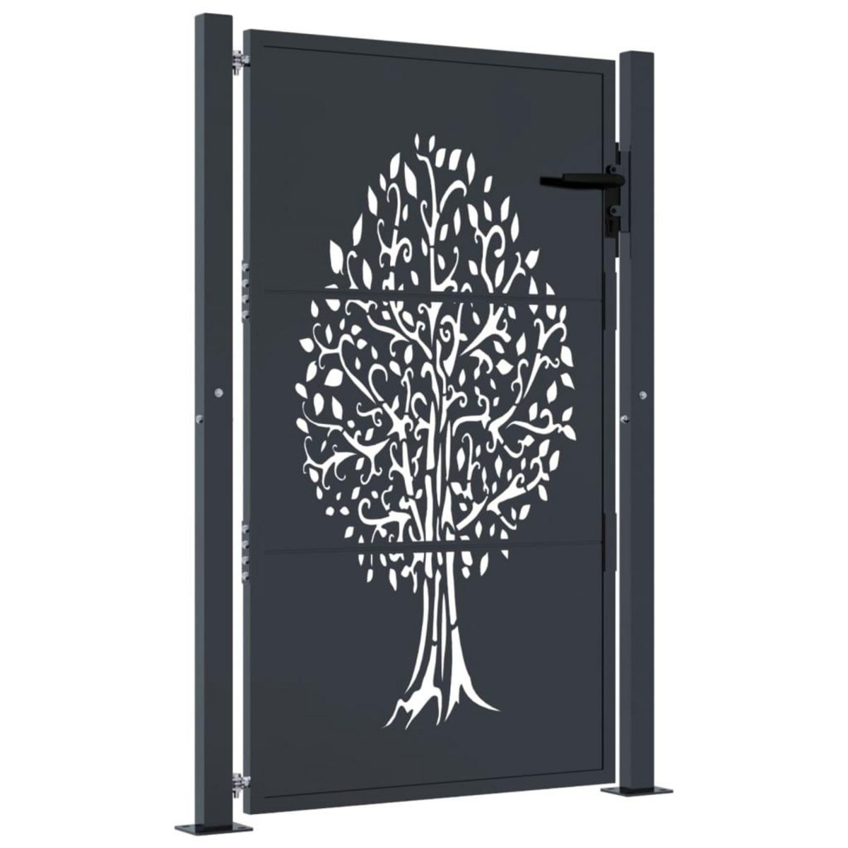 VIDAXL Portail de jardin anthracite 105x130cm acier conception d'arbre